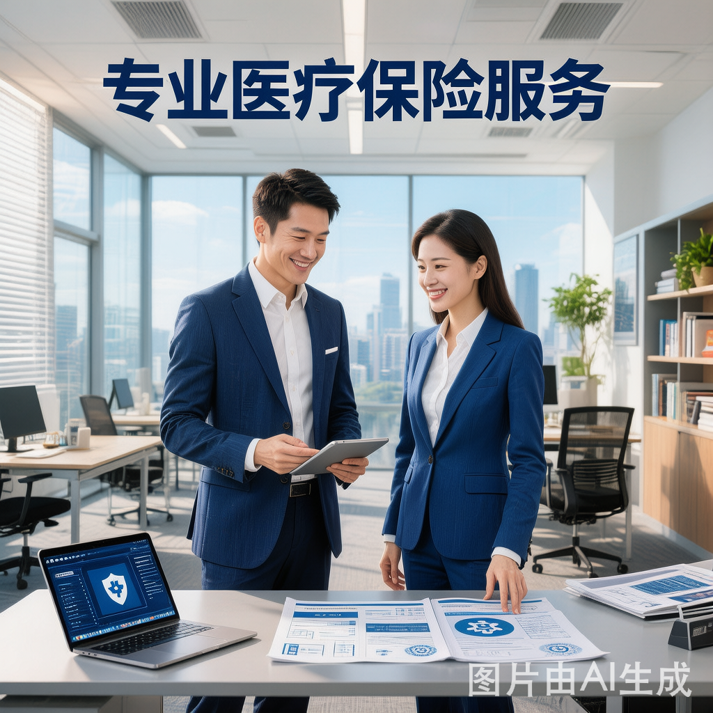 专业团队协助医保卡相关服务，暖色调商务环境